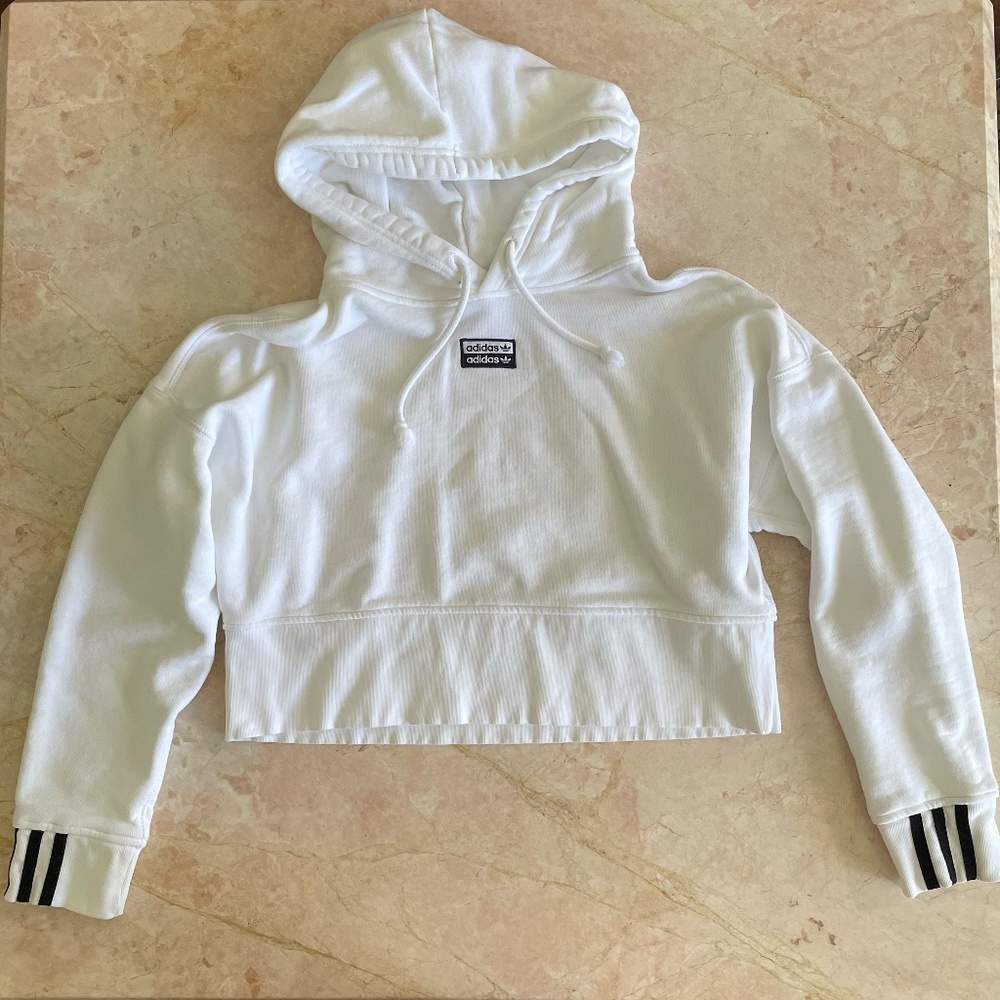 *NWOT* Adidas Originals white cropped hoodie
